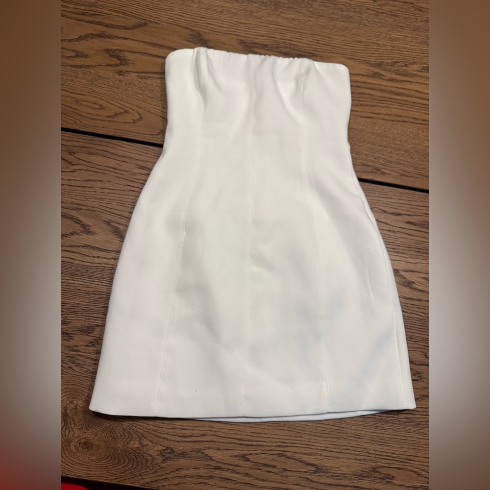 MESHKI White Strapless Bodycon Mini Dress XS”